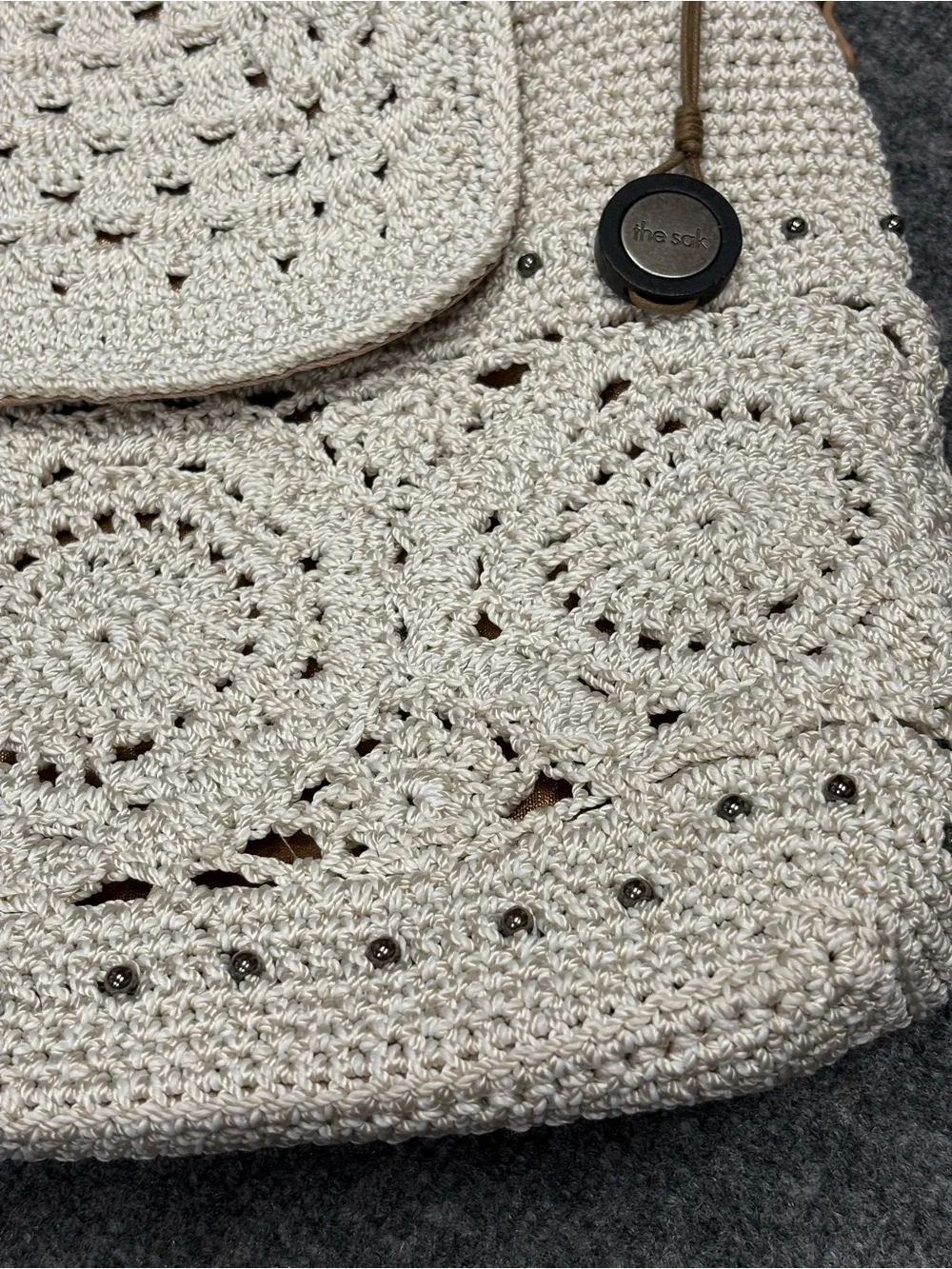The Sak Cream Hand Crochet Backpack with Removable Strap